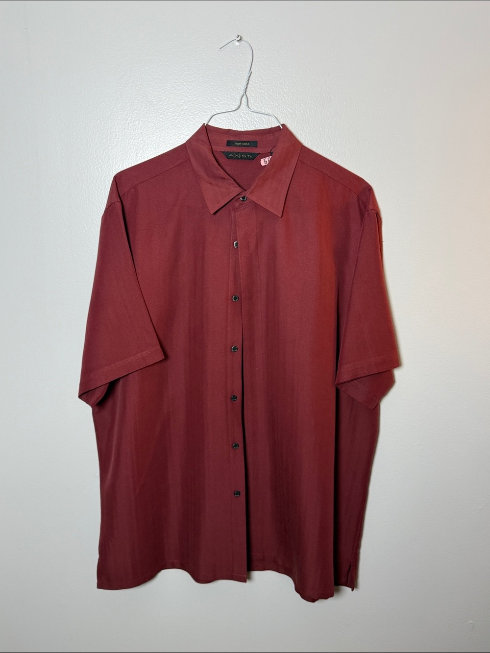 Axist Men's Short Sleeve Button-Down Shirt - Burgundy Size XL